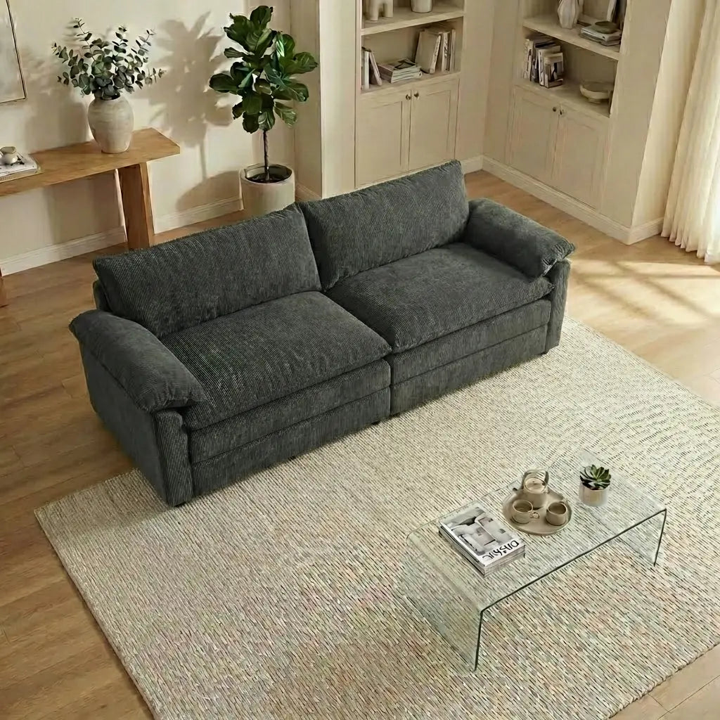 Experience Ultimate Comfort with the HIPIHOM Modern U-Shaped Cloud Sofa: A 3-Seater Modular Sectional Featuring 2 Movable Ottomans in Luxurious Chenille Fabric for a Stylish and Versatile Living Room