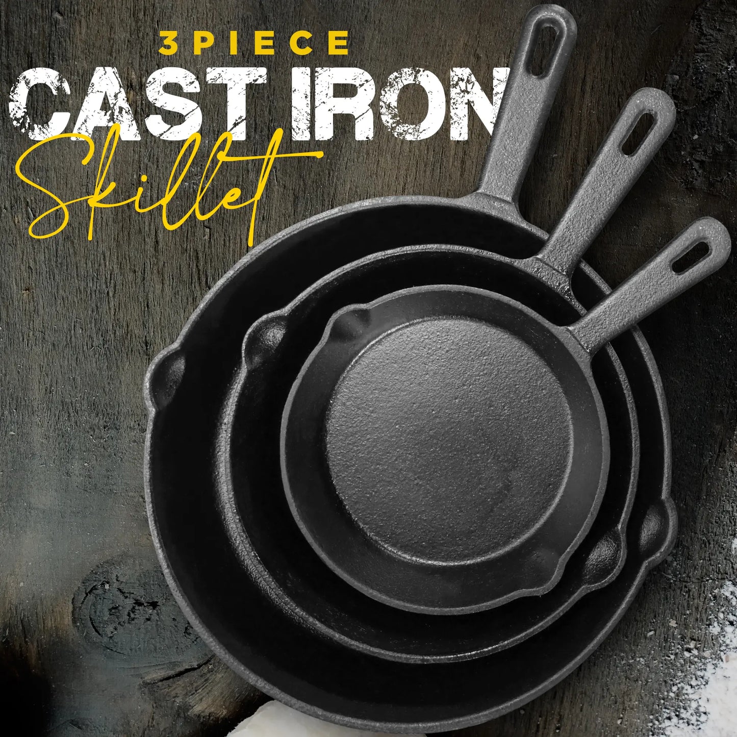 3 piece cast iron skillet set