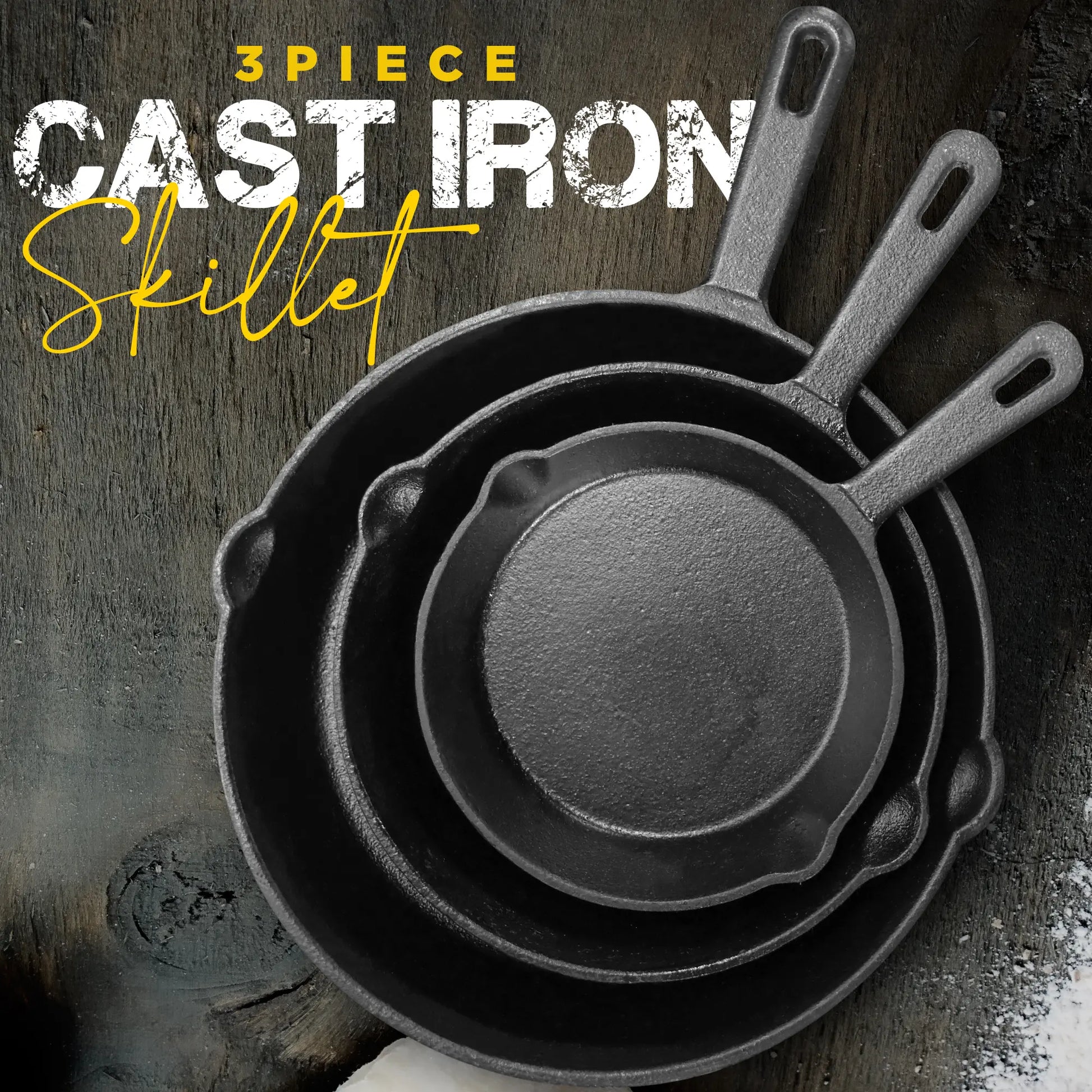 3 piece cast iron skillet set