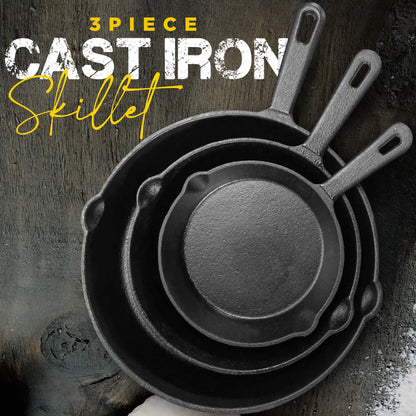 3 piece cast iron skillet set
