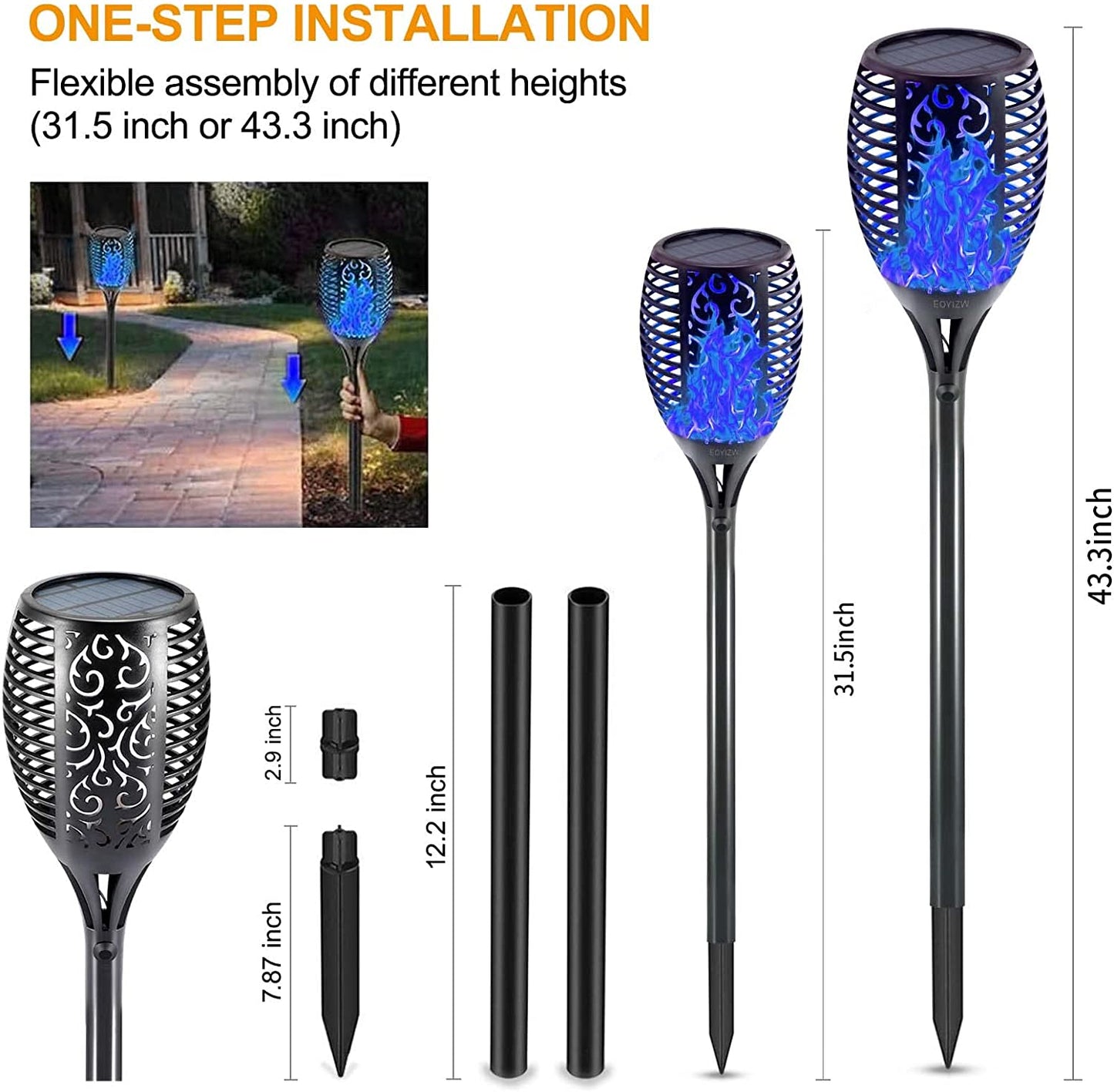 Illuminate Your Outdoors with Our Premium 4 Pack Solar Flickering Flame Torch Lights - Perfect for Garden, Patio, and Halloween Decor!