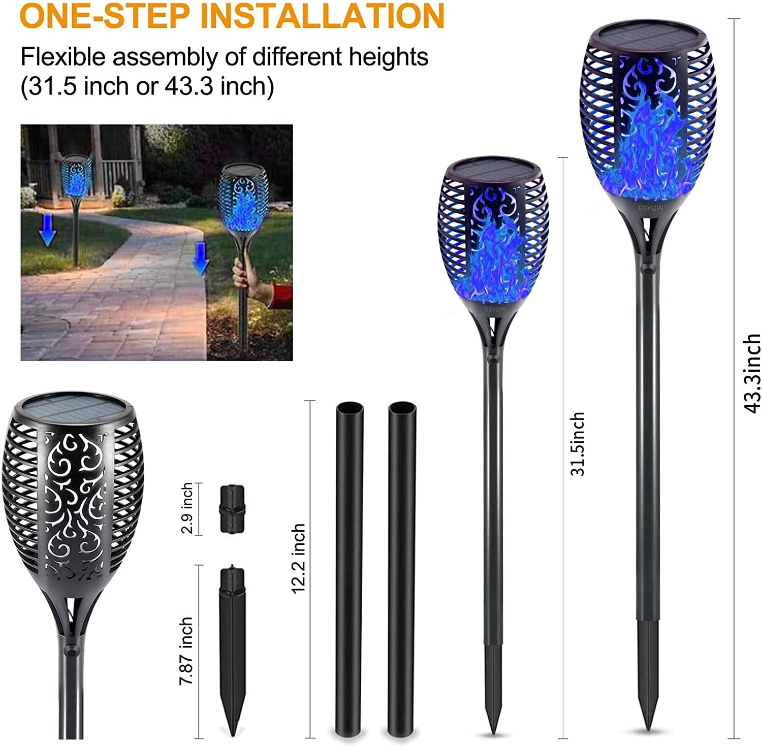 Illuminate Your Outdoors with Our Premium 4 Pack Solar Flickering Flame Torch Lights - Perfect for Garden, Patio, and Halloween Decor!