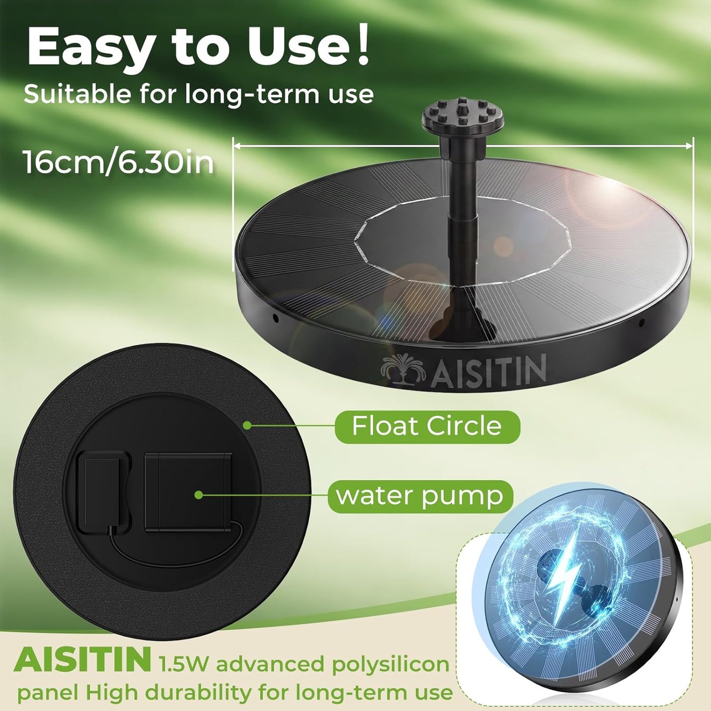 Transform Your Outdoor Space with the Solar Bird Bath Fountain - 6 Nozzles for Custom Water Effects, Perfect for Ponds, Pools, and Gardens