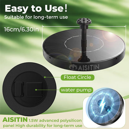 Transform Your Outdoor Space with the Solar Bird Bath Fountain - 6 Nozzles for Custom Water Effects, Perfect for Ponds, Pools, and Gardens