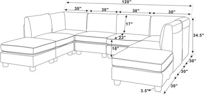 Transform Your Living Space with the Dawnelle 120" Wide Symmetrical Modular Sectional and Ottoman - Ultimate Comfort and Style