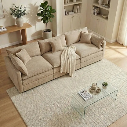 Experience Ultimate Comfort with the HIPIHOM Modern U-Shaped Cloud Sofa: A 3-Seater Modular Sectional Featuring 2 Movable Ottomans in Luxurious Chenille Fabric for a Stylish and Versatile Living Room