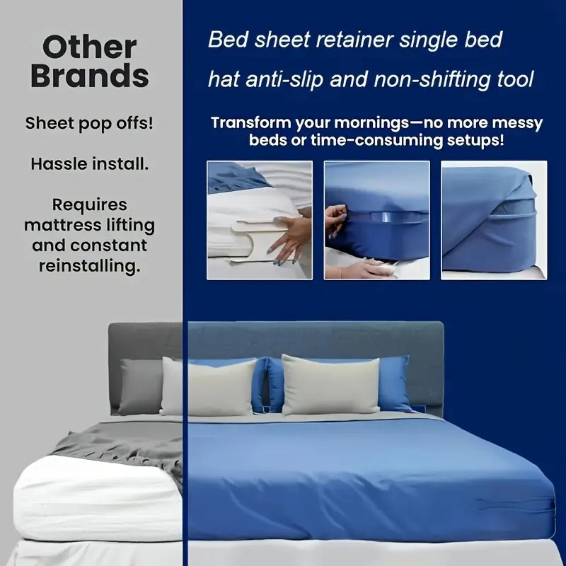 4Pcs C-Type Locking Sheet Fasteners with Transparent Non-Slip Strips, Innovative Bedding Clips, Bedsheet Clip for Secure and Slip-Free Bed Covers, Invisible Corner Holders for Easy Use, Bed Sheet Grippers