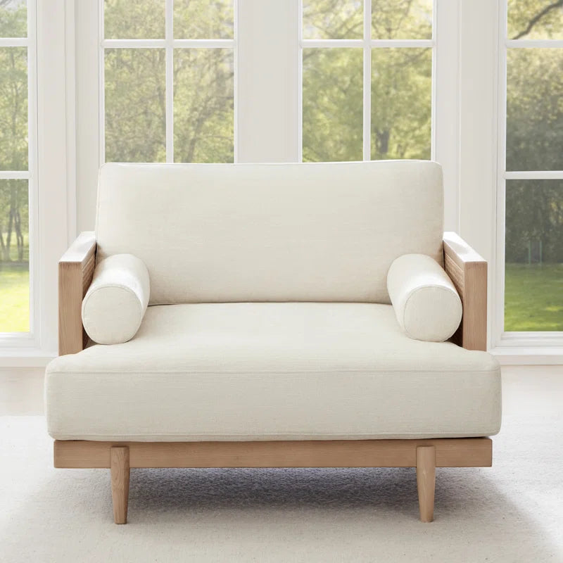 Elevate Your Space with the Ahlea Coastal-Inspired Natural Cane Upholstered Armchair