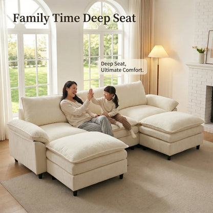 Experience Ultimate Comfort with the HIPIHOM Modern U-Shaped Cloud Sofa: A 3-Seater Modular Sectional Featuring 2 Movable Ottomans in Luxurious Chenille Fabric for a Stylish and Versatile Living Room
