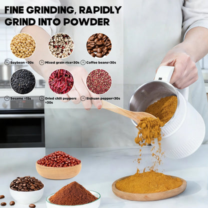 Electric Coffee Grinder & Spice Grinder, Using Stainless Steel Blades for Rapid Grinding, Capacity 500 Milliliters, 200 Watts, | Suitable for Coffee Beans, Nuts, Seeds | Dry Food Grinder | Multi-Purpose Small Kitchen Grinder with Handle