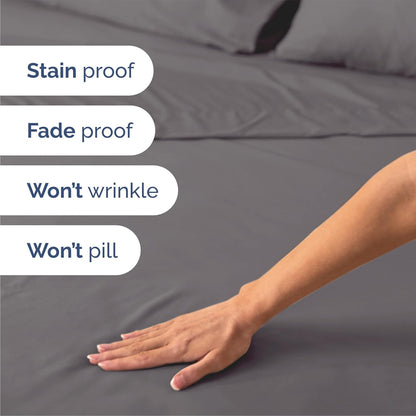 Indulge in Comfort with Our Luxurious Queen Size 4-Piece Sheet Set - Ultra Soft, Breathable, and Cooling Bedding in Dark Grey - Perfect for All Ages!