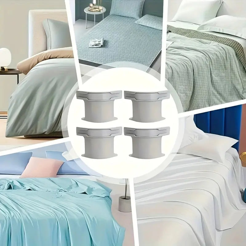4Pcs C-Type Locking Sheet Fasteners with Transparent Non-Slip Strips, Innovative Bedding Clips, Bedsheet Clip for Secure and Slip-Free Bed Covers, Invisible Corner Holders for Easy Use, Bed Sheet Grippers