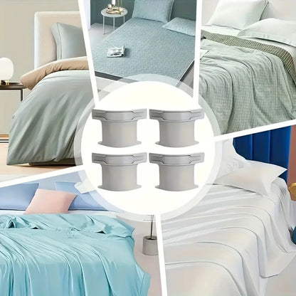 4Pcs C-Type Locking Sheet Fasteners with Transparent Non-Slip Strips, Innovative Bedding Clips, Bedsheet Clip for Secure and Slip-Free Bed Covers, Invisible Corner Holders for Easy Use, Bed Sheet Grippers
