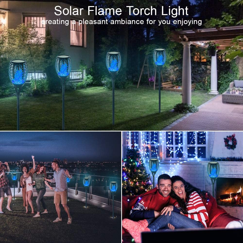 Illuminate Your Outdoors with Our Premium 4 Pack Solar Flickering Flame Torch Lights - Perfect for Garden, Patio, and Halloween Decor!