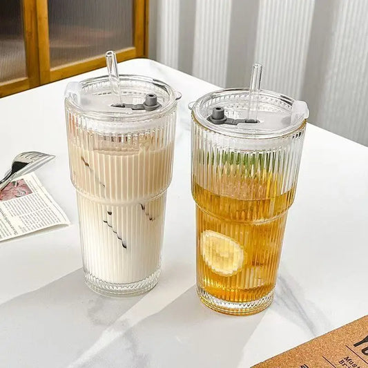 ribbed glass tumbler set for drinks
