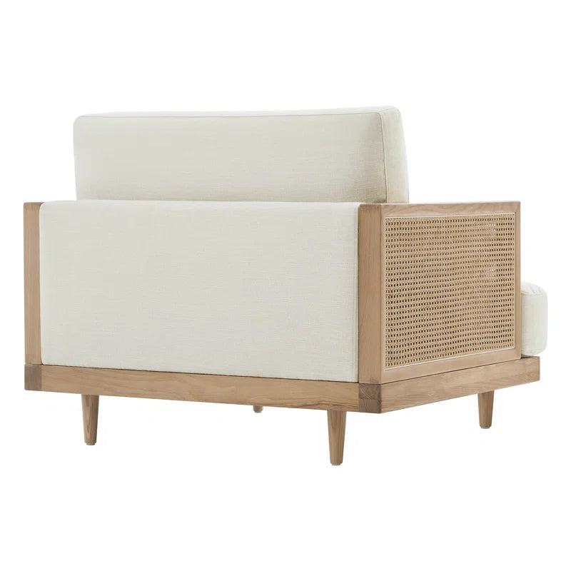Elevate Your Space with the Ahlea Coastal-Inspired Natural Cane Upholstered Armchair