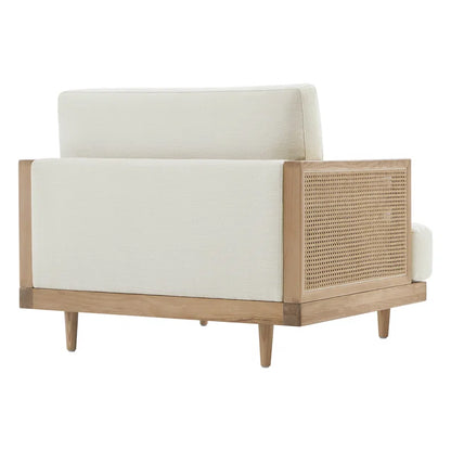 Elevate Your Space with the Ahlea Coastal-Inspired Natural Cane Upholstered Armchair