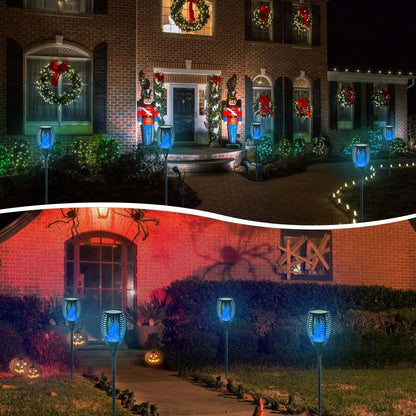 Illuminate Your Outdoors with Our Premium 4 Pack Solar Flickering Flame Torch Lights - Perfect for Garden, Patio, and Halloween Decor!