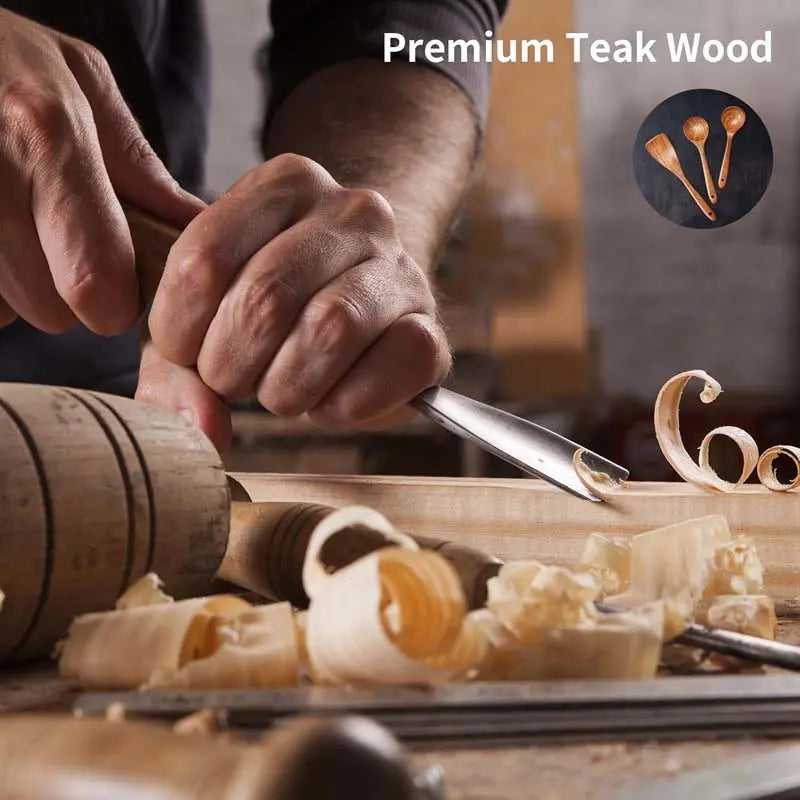 5Piece Premium Wood Kitchenware Set with Ergonomic Handles Purely Natural Eco-Friendly Material- Includes Spoon, Tablespoon and Sauté Spatula, Heat-Resistant, Easy-To-Clean, Durable Cooking Tools for Non-Stick Pans Utensils Wooden Cookware Stirring
