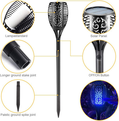 Illuminate Your Outdoors with Our Premium 4 Pack Solar Flickering Flame Torch Lights - Perfect for Garden, Patio, and Halloween Decor!
