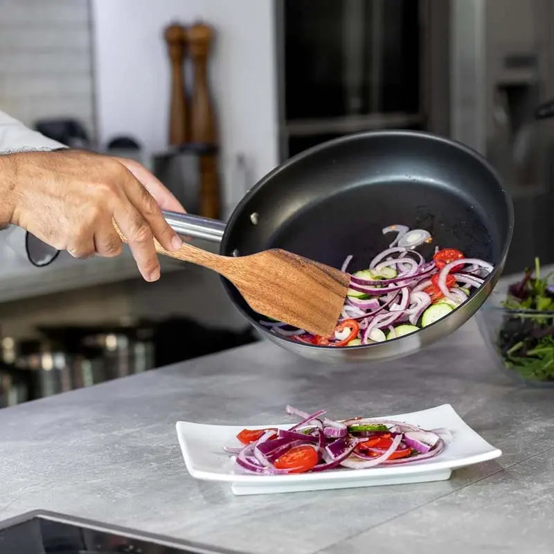 5Piece Premium Wood Kitchenware Set with Ergonomic Handles Purely Natural Eco-Friendly Material- Includes Spoon, Tablespoon and Sauté Spatula, Heat-Resistant, Easy-To-Clean, Durable Cooking Tools for Non-Stick Pans Utensils Wooden Cookware Stirring