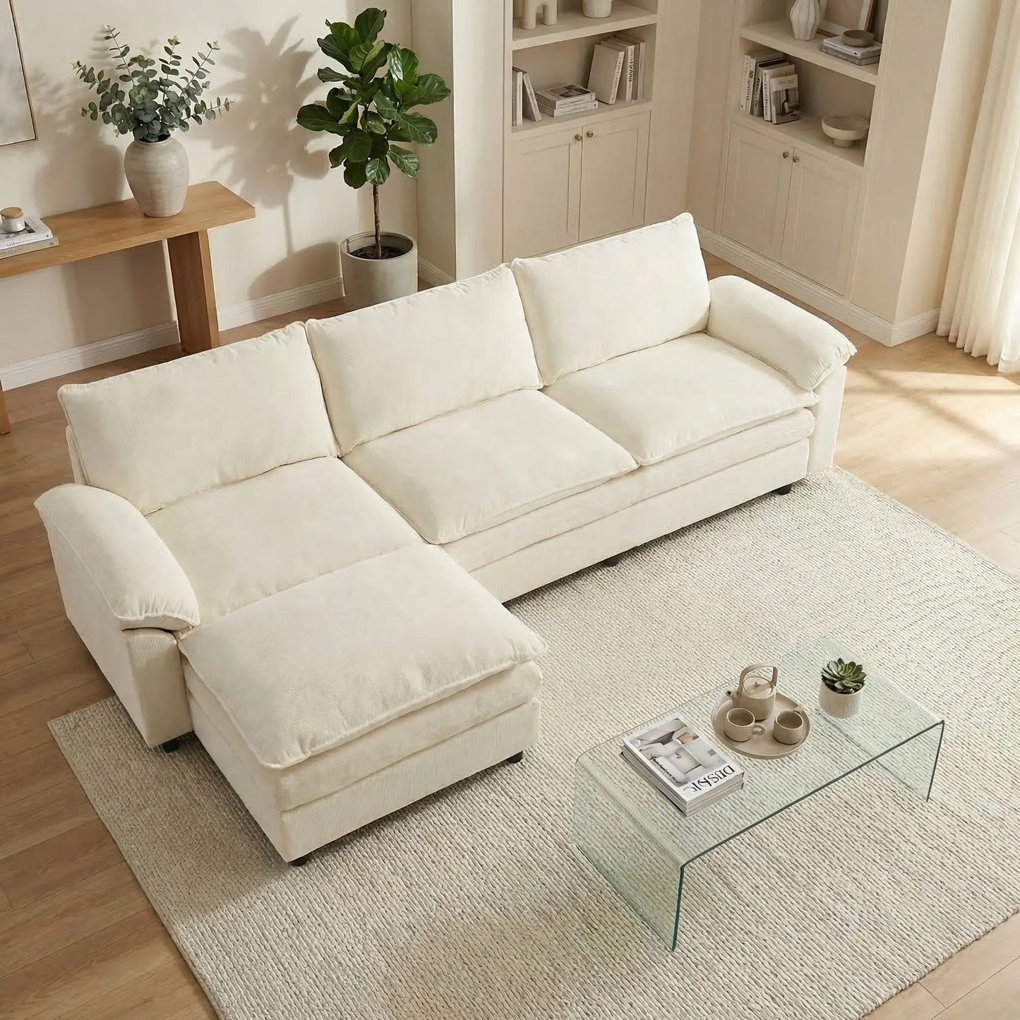 Experience Ultimate Comfort with the HIPIHOM Modern U-Shaped Cloud Sofa: A 3-Seater Modular Sectional Featuring 2 Movable Ottomans in Luxurious Chenille Fabric for a Stylish and Versatile Living Room