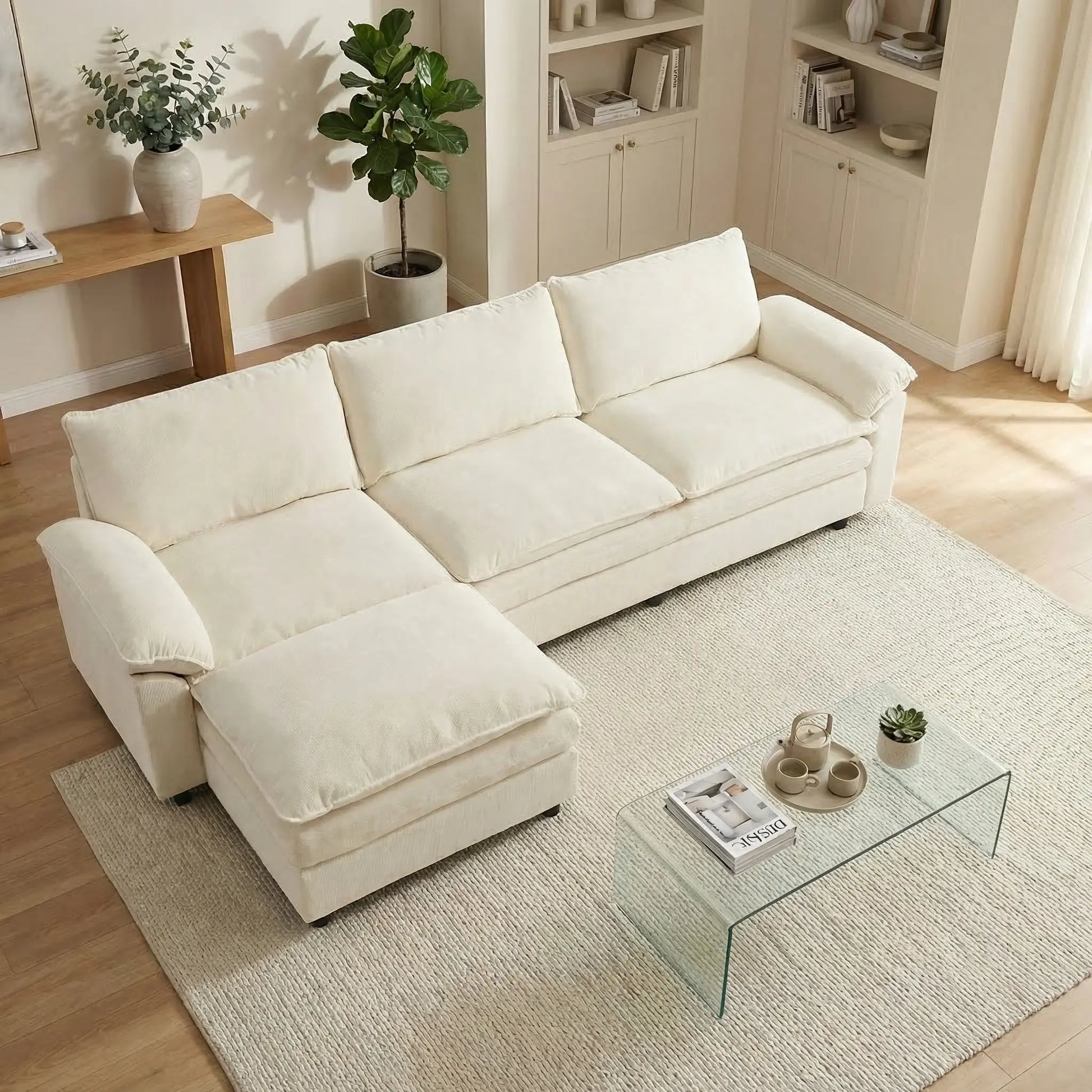Experience Ultimate Comfort with the HIPIHOM Modern U-Shaped Cloud Sofa: A 3-Seater Modular Sectional Featuring 2 Movable Ottomans in Luxurious Chenille Fabric for a Stylish and Versatile Living Room
