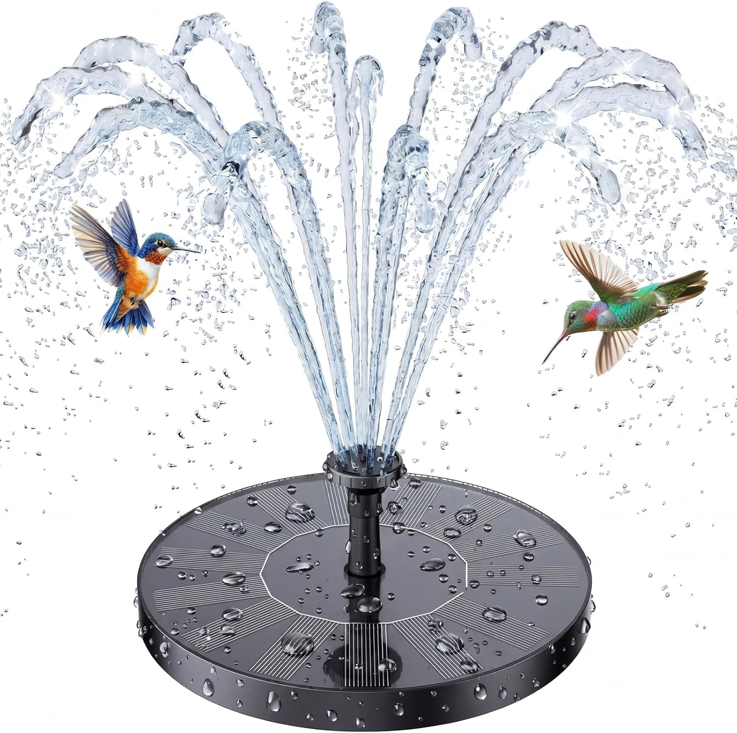 Transform Your Outdoor Space with the Solar Bird Bath Fountain - 6 Nozzles for Custom Water Effects, Perfect for Ponds, Pools, and Gardens