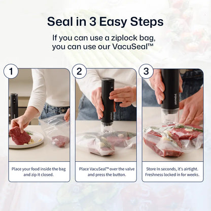 Plateful Electric Vacuum Sealer | Includes Bags & Charger Portable Bag Vacuum Sealer for Food Storage
