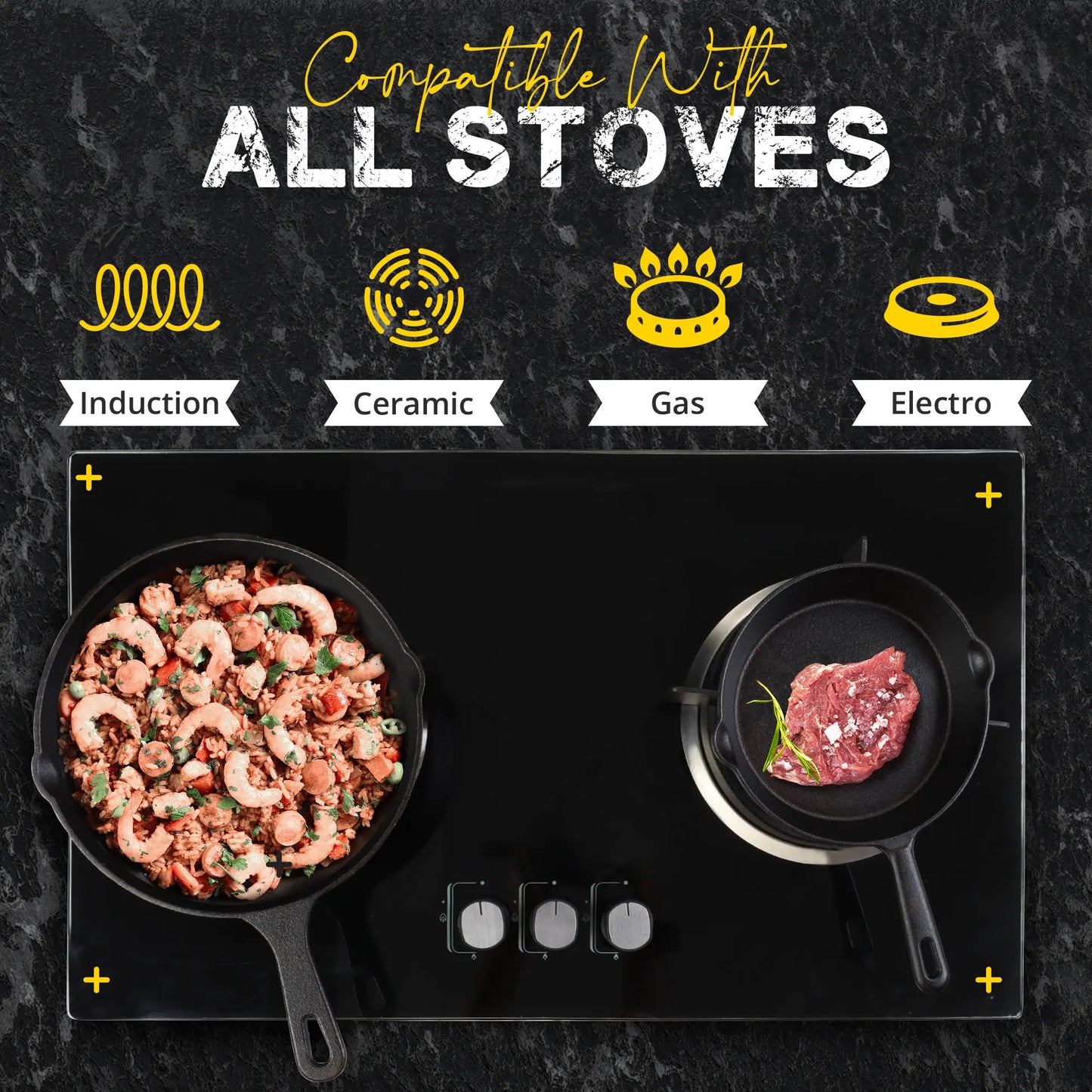 【New Year Deal】Utopia Kitchen 3-Piece Black Cast Iron Skillet Set - Pre-Seasoned Frying Pans 6", 8", 10" - Oven, Stove, Grill, Campfire Safe - Easy to Use Cookware