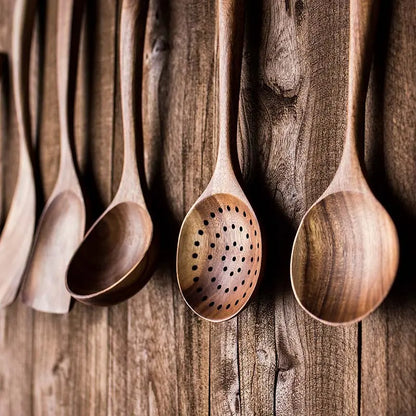 natural wood kitchen utensils