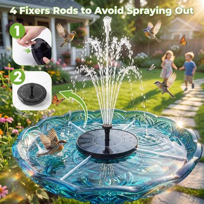 Transform Your Outdoor Space with the Solar Bird Bath Fountain - 6 Nozzles for Custom Water Effects, Perfect for Ponds, Pools, and Gardens