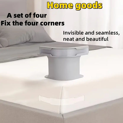 4Pcs C-Type Locking Sheet Fasteners with Transparent Non-Slip Strips, Innovative Bedding Clips, Bedsheet Clip for Secure and Slip-Free Bed Covers, Invisible Corner Holders for Easy Use, Bed Sheet Grippers