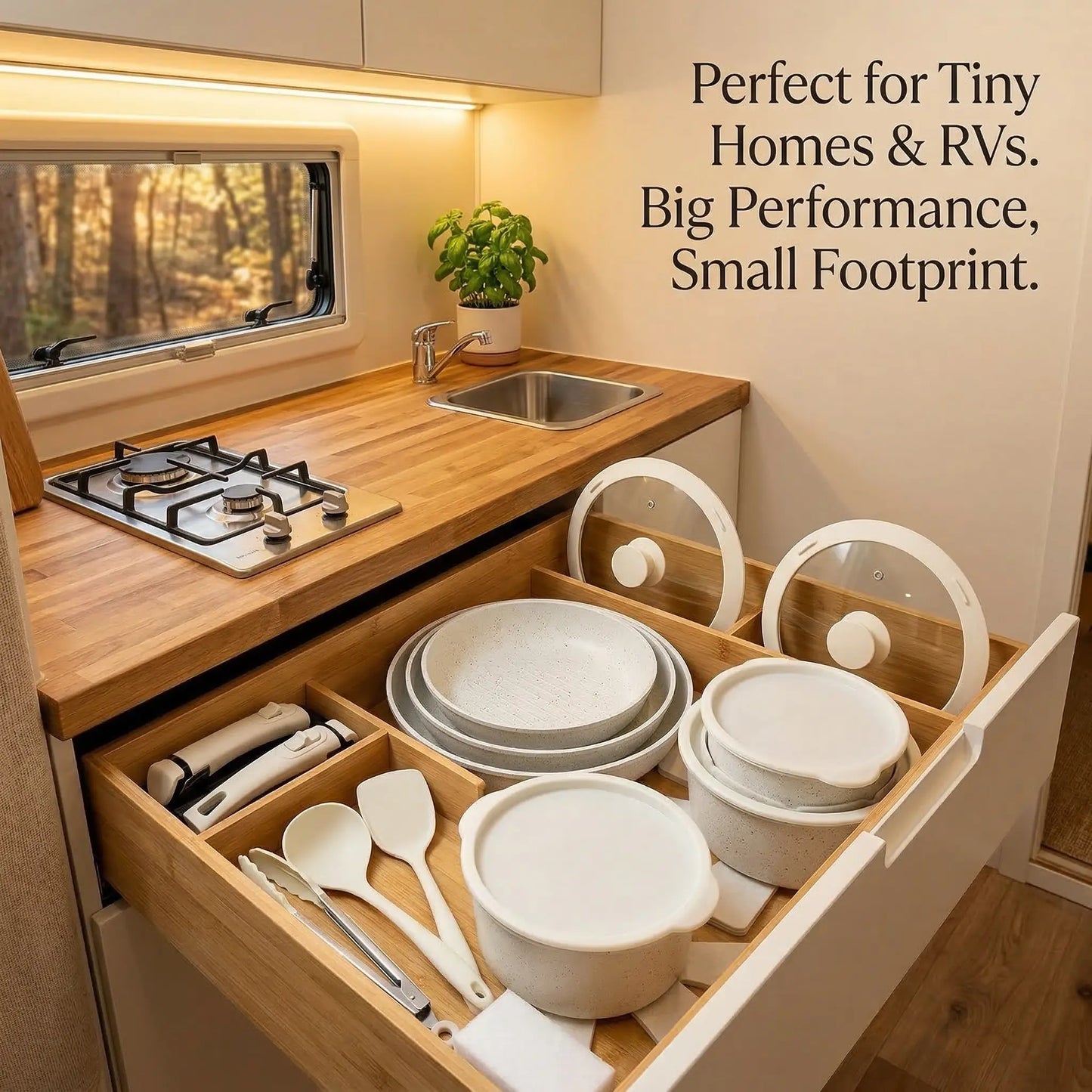 TIBBICC 20-Piece Nonstick Cookware Set – Detachable Handle, Space Saving, Non-Toxic, Less than $10 Each Pot, Perfect Gift