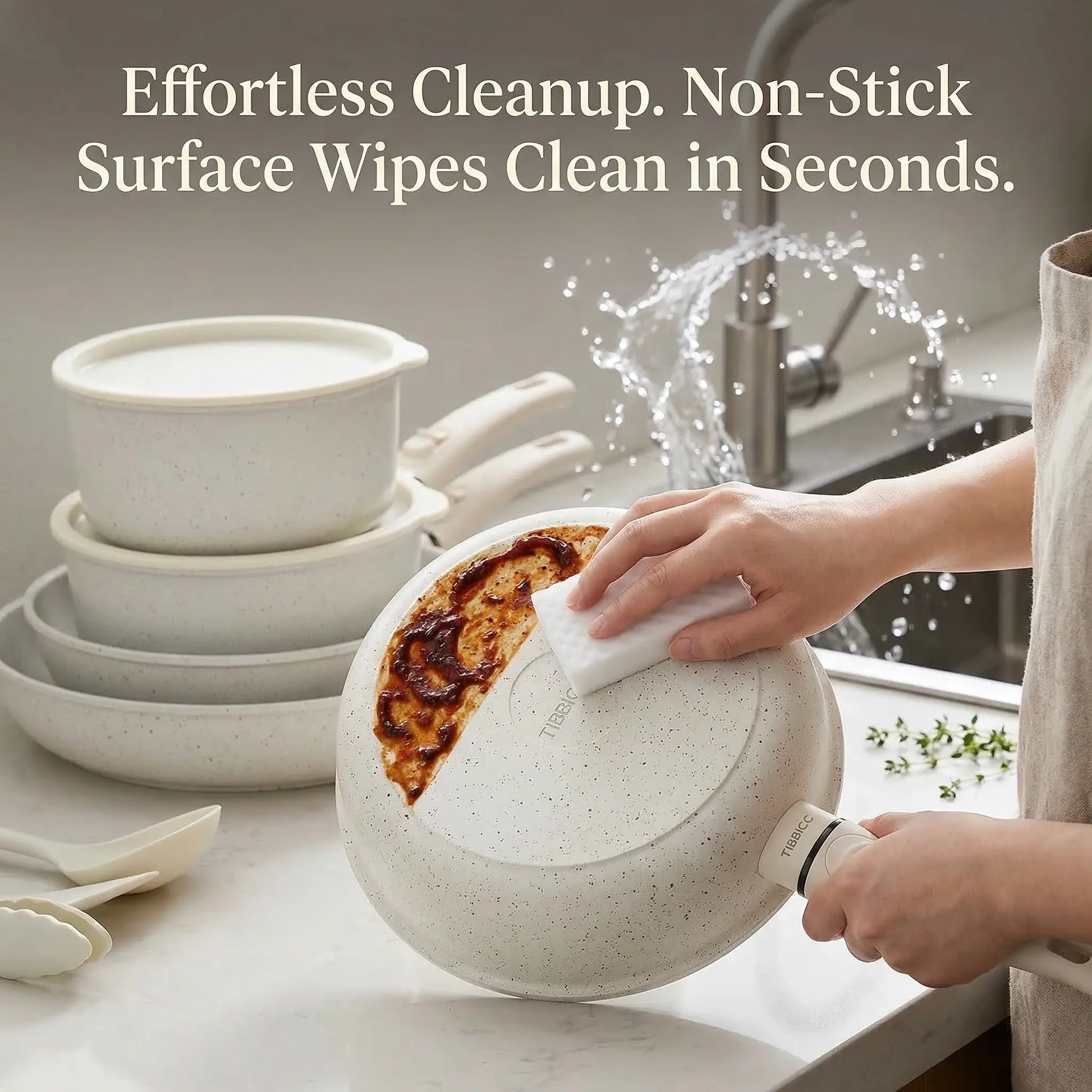 TIBBICC 20-Piece Nonstick Cookware Set – Detachable Handle, Space Saving, Non-Toxic, Less than $10 Each Pot, Perfect Gift