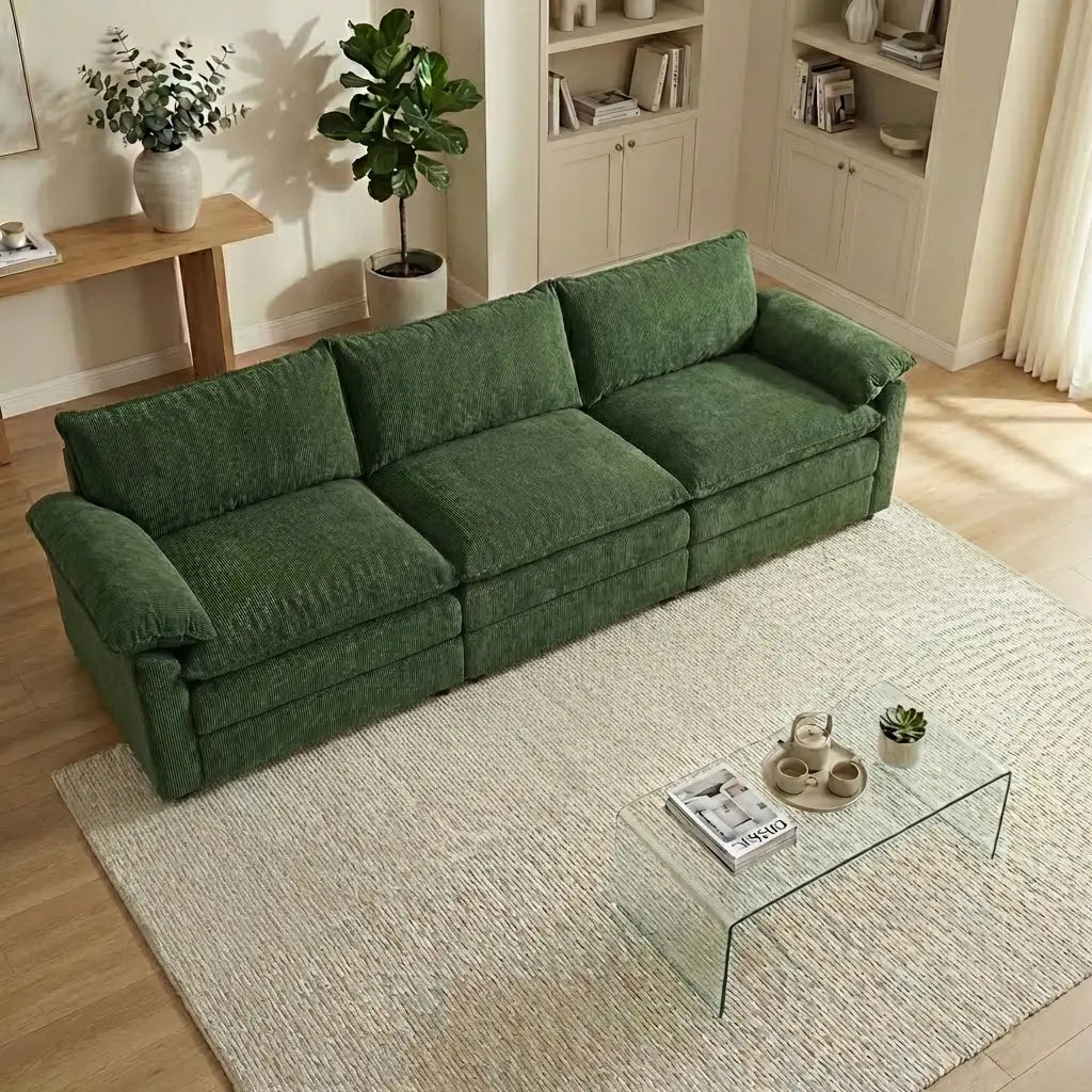 Experience Ultimate Comfort with the HIPIHOM Modern U-Shaped Cloud Sofa: A 3-Seater Modular Sectional Featuring 2 Movable Ottomans in Luxurious Chenille Fabric for a Stylish and Versatile Living Room