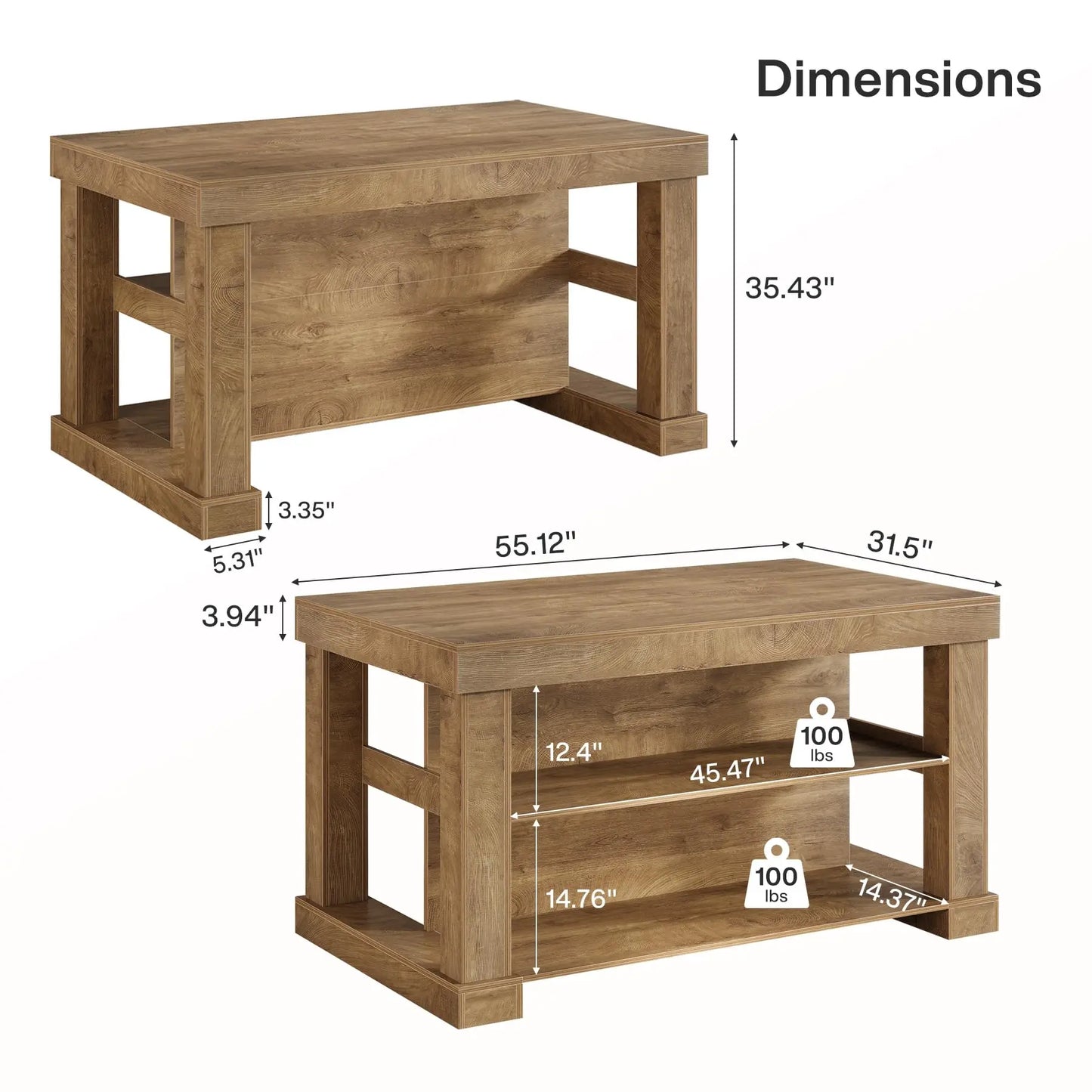 Transform Your Kitchen with the Tribesigns Light Brown Kitchen Island – Stylish 3-Shelf Design, 55 Inches Wide, Effortless Assembly!