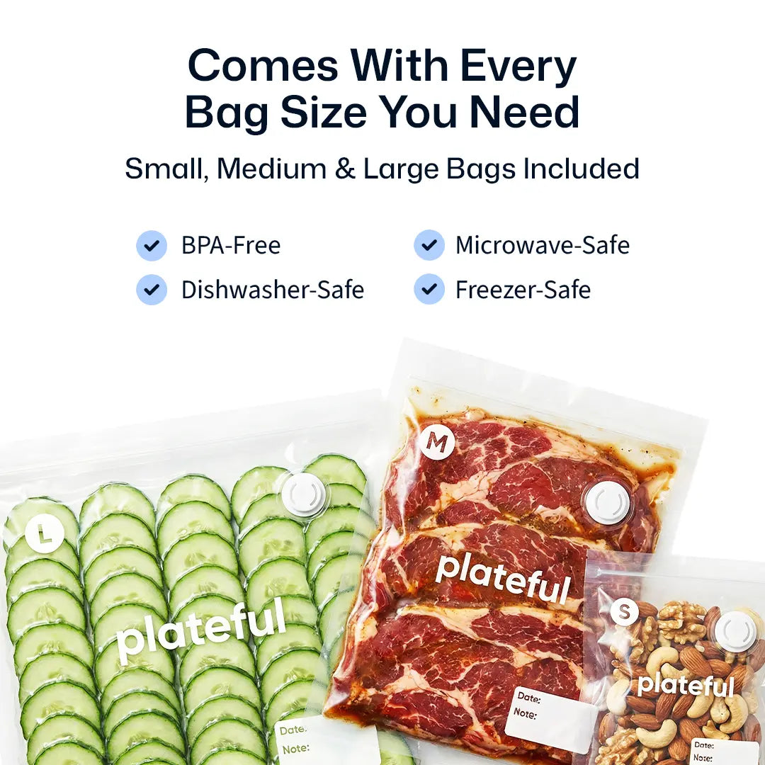 Plateful Electric Vacuum Sealer | Includes Bags & Charger Portable Bag Vacuum Sealer for Food Storage