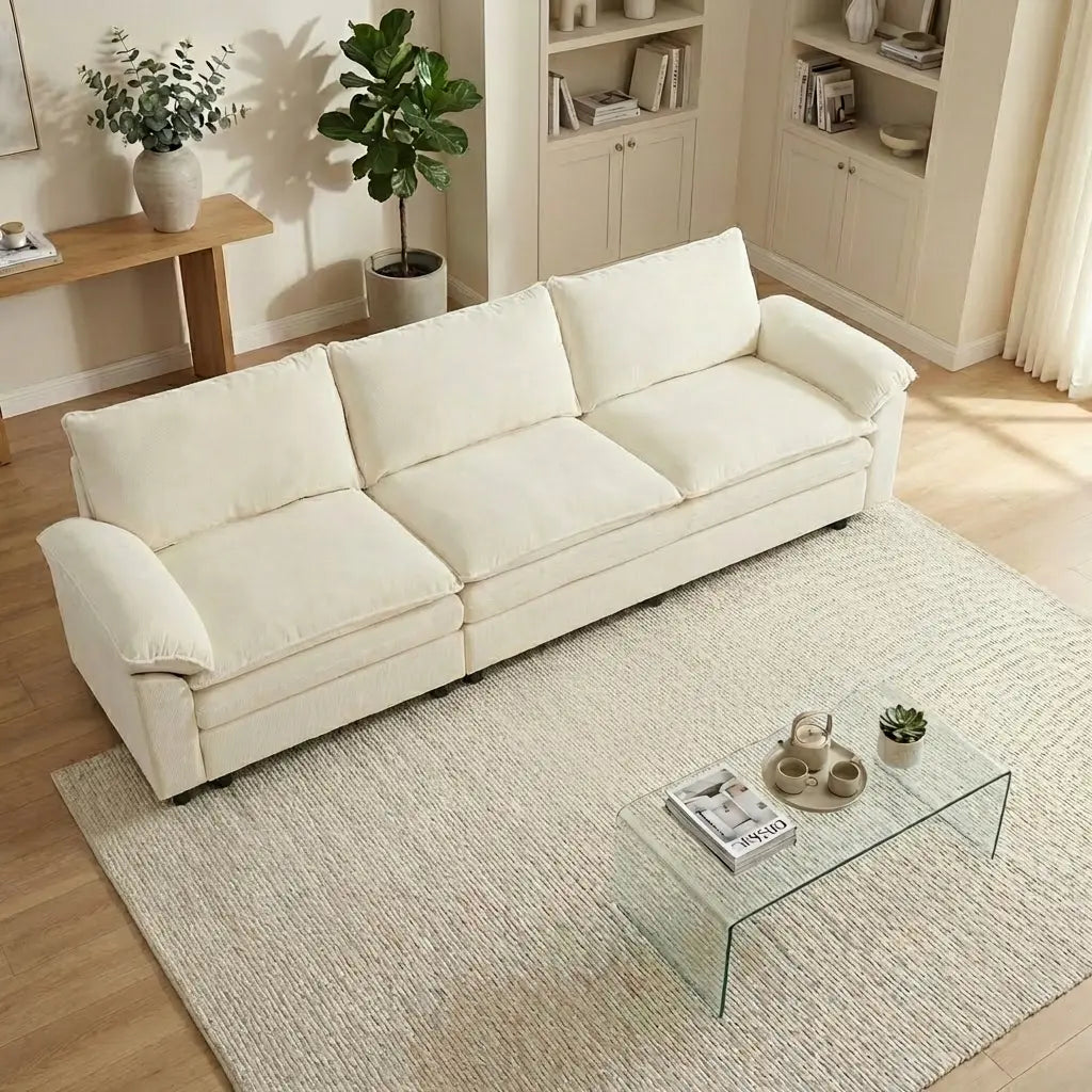 Experience Ultimate Comfort with the HIPIHOM Modern U-Shaped Cloud Sofa: A 3-Seater Modular Sectional Featuring 2 Movable Ottomans in Luxurious Chenille Fabric for a Stylish and Versatile Living Room